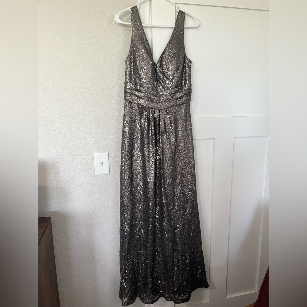Bill Levkoff sequined dress. Charcoal metallic color. Size 12 new with tags